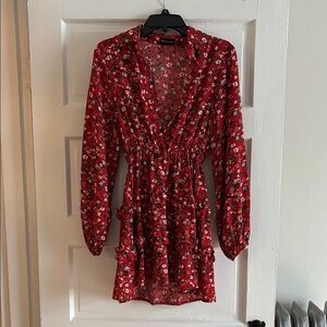 Floral Red Dress
